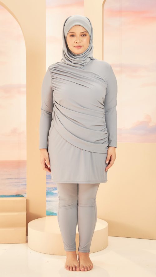 Gathered Swimwear (Dusty Sage) - Front Gathered Swimwear (Dusty Sage) - Front