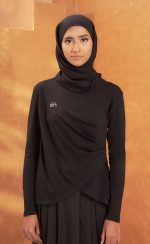 Overlap Cotton Top (Black) - Front Display Pic