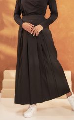 A-Line Pleated Skirt - (Black) Front Display Pic