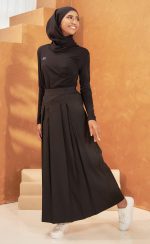 A-Line Pleated Skirt - (Black) Full 1