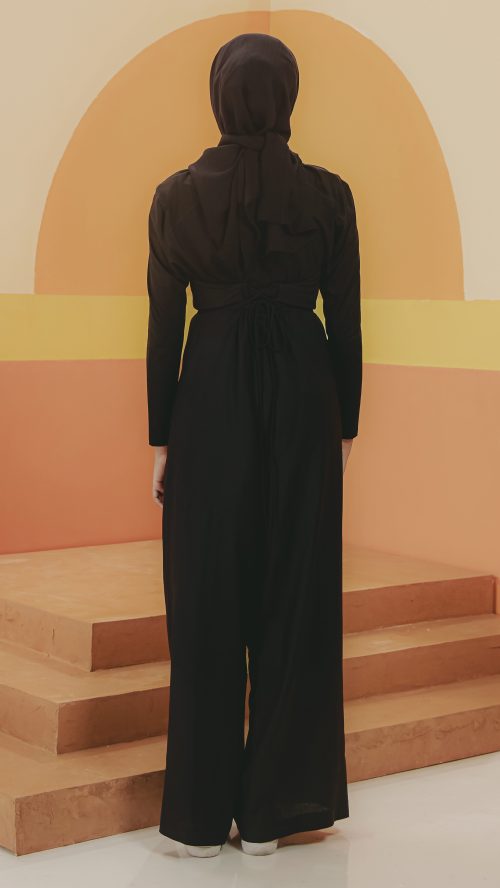 Linen Coverall - Black (Back) Linen Coverall - Black (Back)